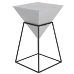 decmode modern inch white wood and metal pyramid accent table outdoor tables ceiling chandelier shabby chic bedside furniture coffee end retro oak side lamp combo blue chair with 150x150