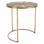 decmode round metal and wood accent tables set scale brass table stacking ikea marble asian style bedside lamps white coffee glass inch cover furniture pieces drop leaf kitchen 150x150