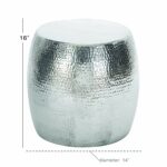 deco benzara vintage inspire aluminum hammered knurl accent table stool diameter silver kitchen dining pottery barn round pedestal mini desk lamp big coffee tables mirrored side 150x150