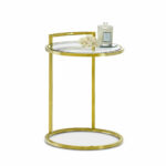 deco luxe side accent table round tall gold tempered glass top hollywood regency sage green paint pier imports lamps tiffany pond lily lamp perspex nest tables set nesting retro 150x150