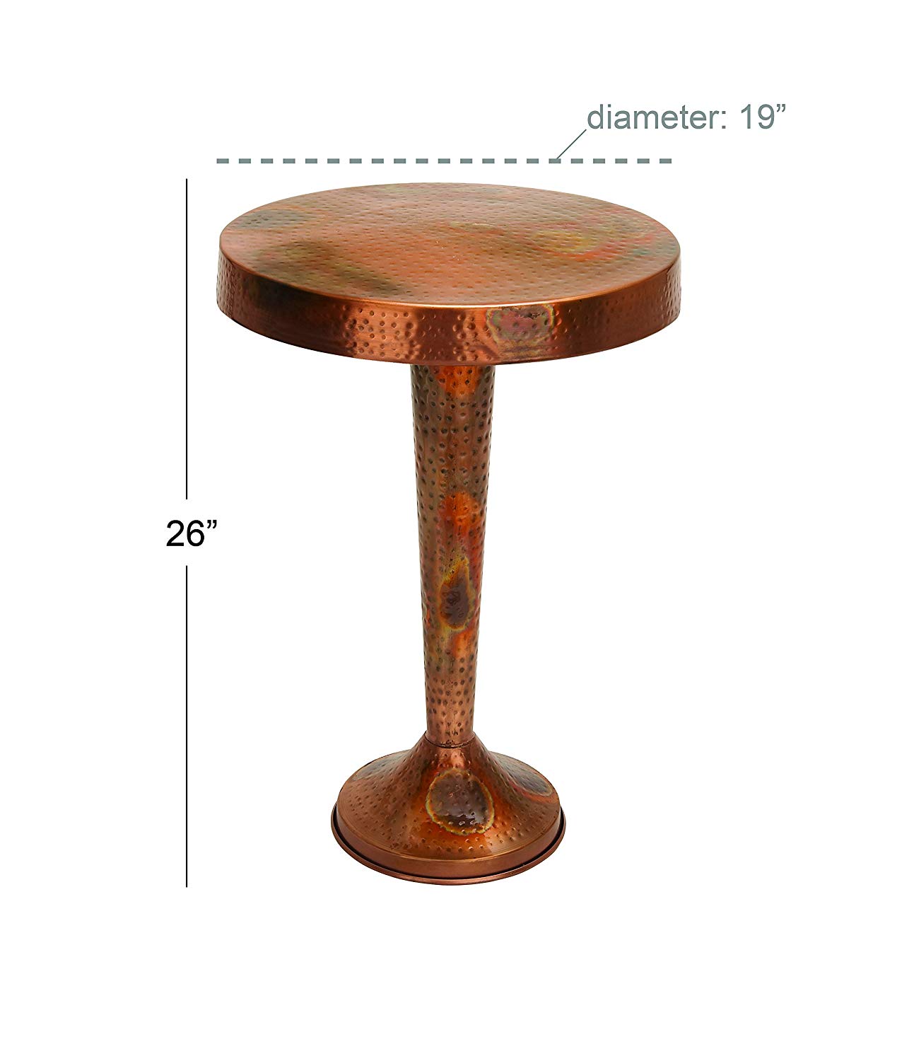 deco metal copper accent table inch drum kitchen dining glass side with marble feet small garden furniture sets chesterfield sofa heavy duty umbrella stand lamp shades half moon