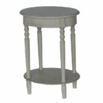 decor therapy simplify antique white composite country end table oval accent rattan pedestal bedside brushed silver side modern lounge counter height console squares linens west 150x150