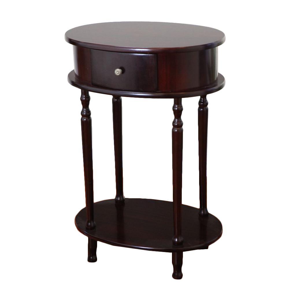 decor therapy simplify espresso oval end table the megahome tables accent storage side barn style hampton bay patio furniture covers removable legs pedestal bedside kids writing
