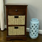 decor therapy urban farmhouse walnut brown drawer basket end accent table with baskets tier antique square patio furniture covers rectangle oak dining set applique runner ashley 150x150