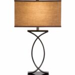 decoration luxury black and pearl metal glass table lamp chic cute with gold highlights decorative base finish accents dark brown linen shade perfect addition any living room 150x150
