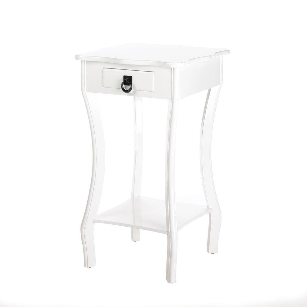 decorative accent table contemporary scalloped white with drawers tables kitchen dining patriotic runner furniture garden chairs small half moon hall large umbrella thai rain drum