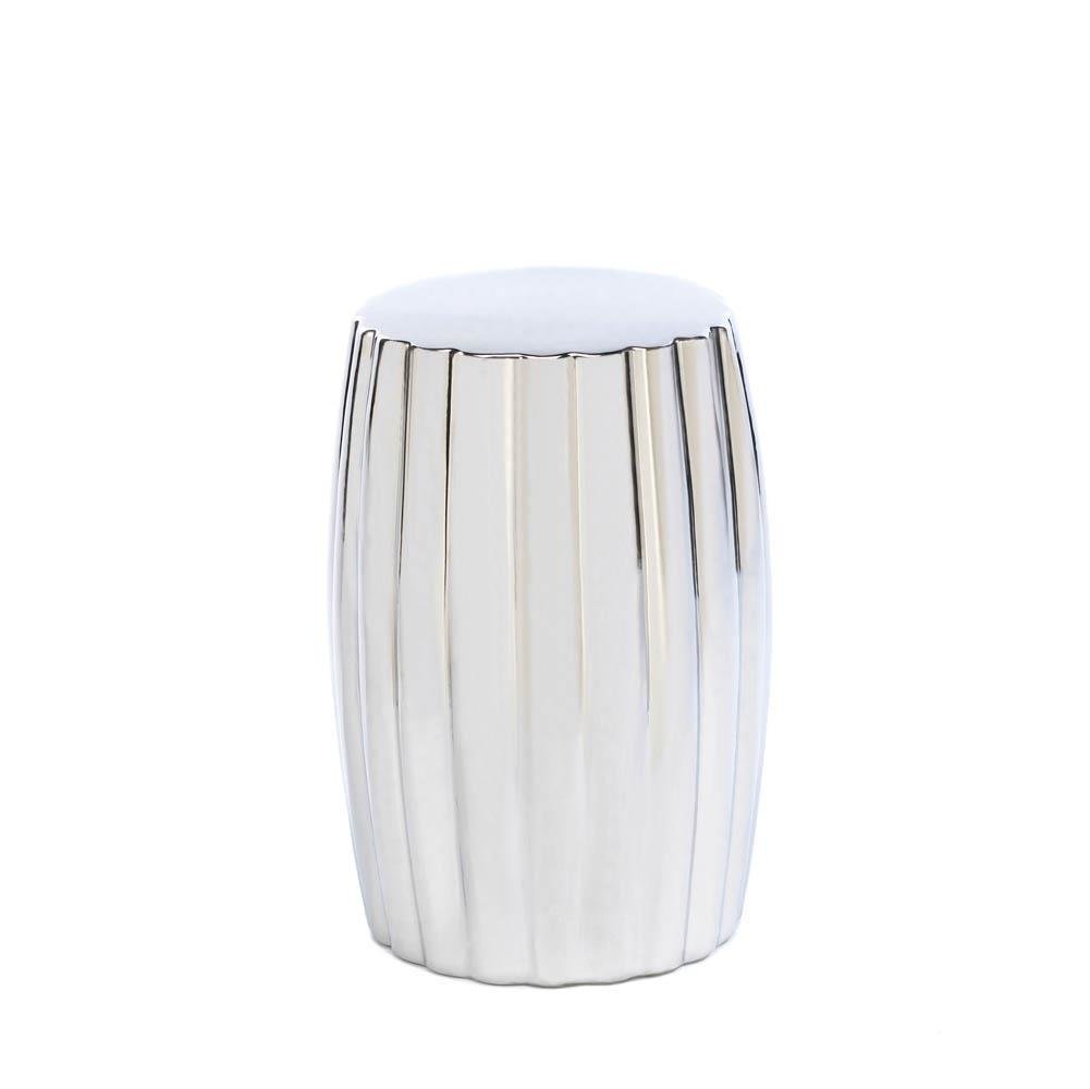decorative stool round silver footstool for outdoor indoor accent ceramic table details about pipe desk ikea wood coffee high end small patio with umbrella chest living room