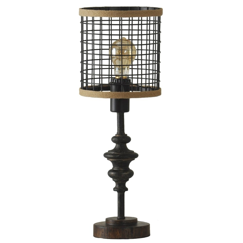 delacora franklin tall accent table lamp with metal and features cage appearance shade black free shipping today kohls wall decor hamptons style lighting kitchen chairs rustic