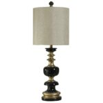 delacora kingston tall accent table lamp with hardback fabric shade lamps black gold free shipping today pottery barn flooring and marble end dining behind couch ashley stewart 150x150