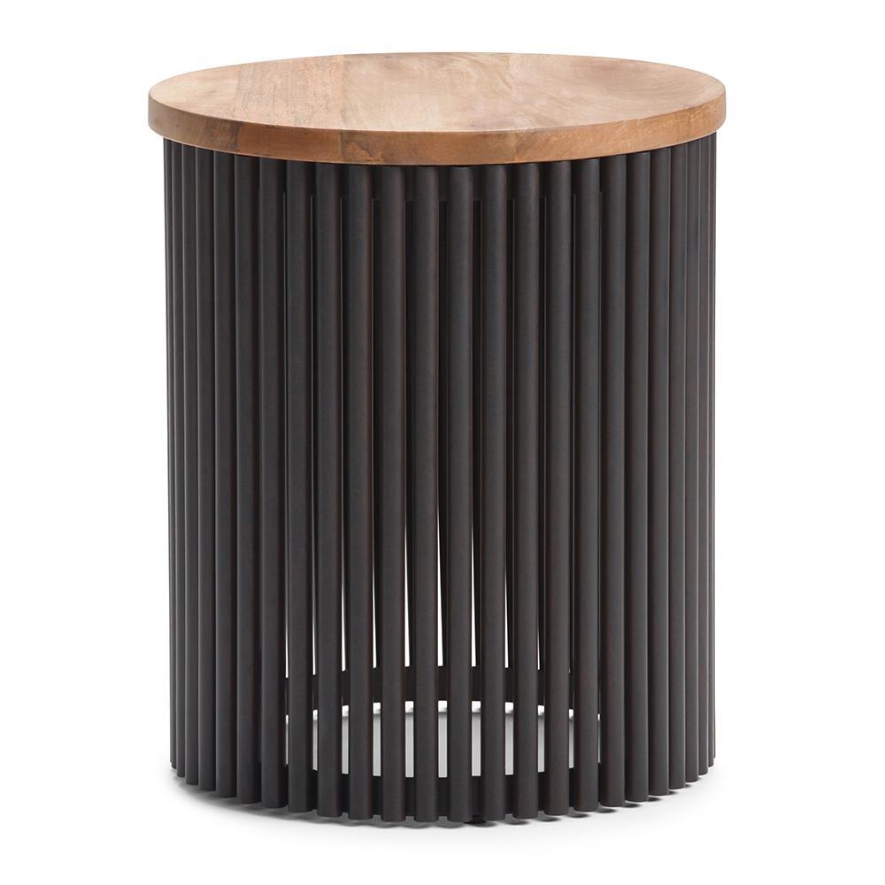 demy metal wood accent table simpli home axcmtbl black natural and silver lamps round pedestal hampton bay wicker patio furniture narrow mirrored bedside pier one coupons outdoor