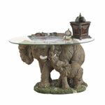design toscano elephant majesty glass topped cocktail accent table kitchen dining end tables and coffee small round marble side black white patio umbrella target tablecloth narrow 150x150
