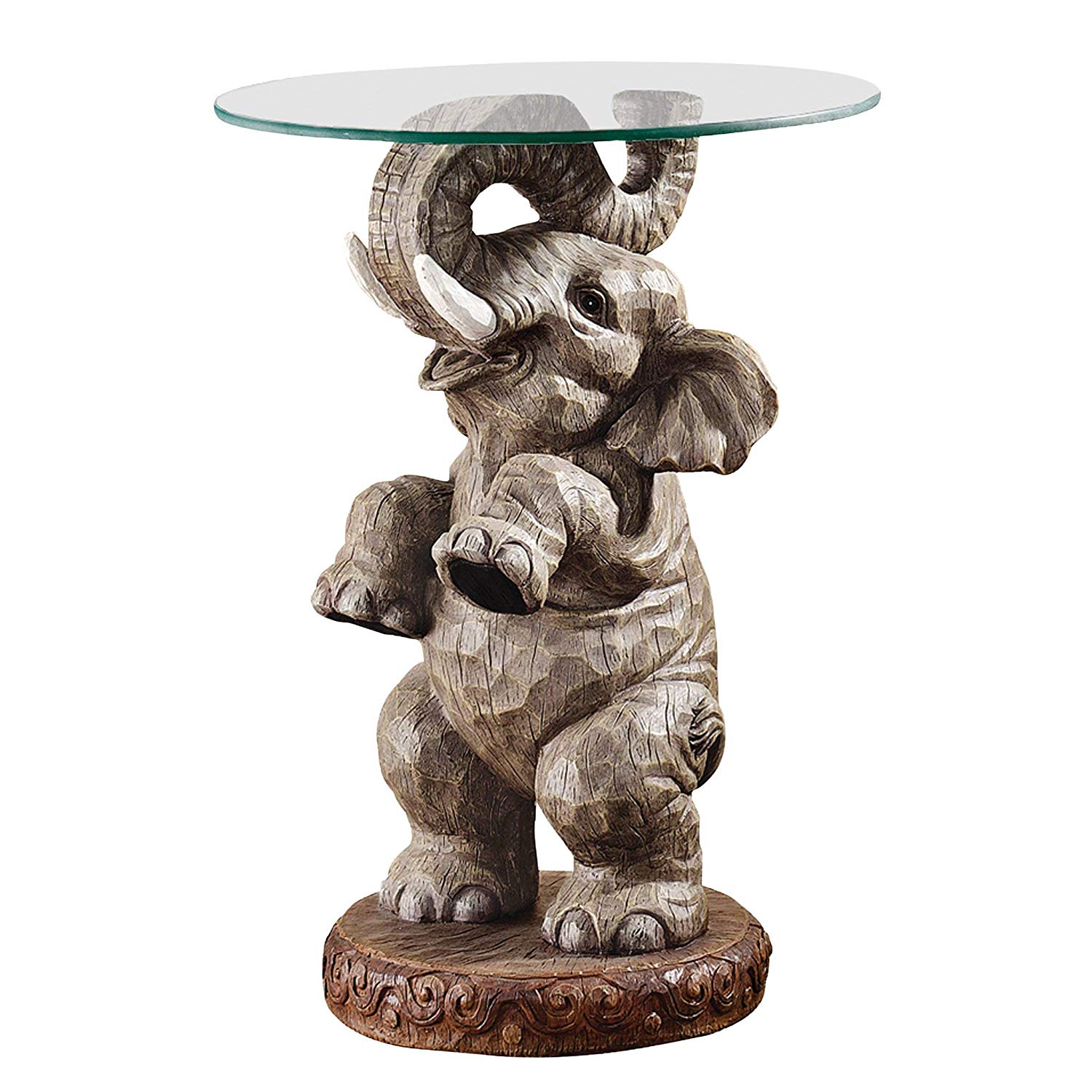 design toscano good fortune elephant glass topped table accent kitchen dining modern contemporary side tables small circular tablecloths home accents ashley chairside end vintage
