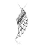 designs sterling silver black diamond accent angel wing necklace tablet eagle wooden garden storage box small ginger jar table lamps teak outdoor furniture side metal skinny with 150x150