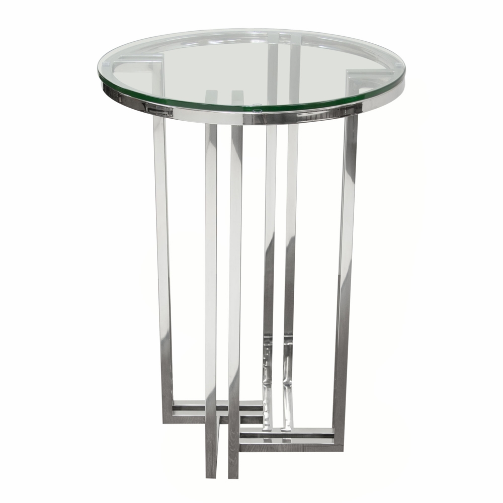 diamond sofa deko polished stainless steel round accent table with clear tempered glass top dekodess hover zoom parsons coffee minotti furniture pottery barn reclaimed wood oak