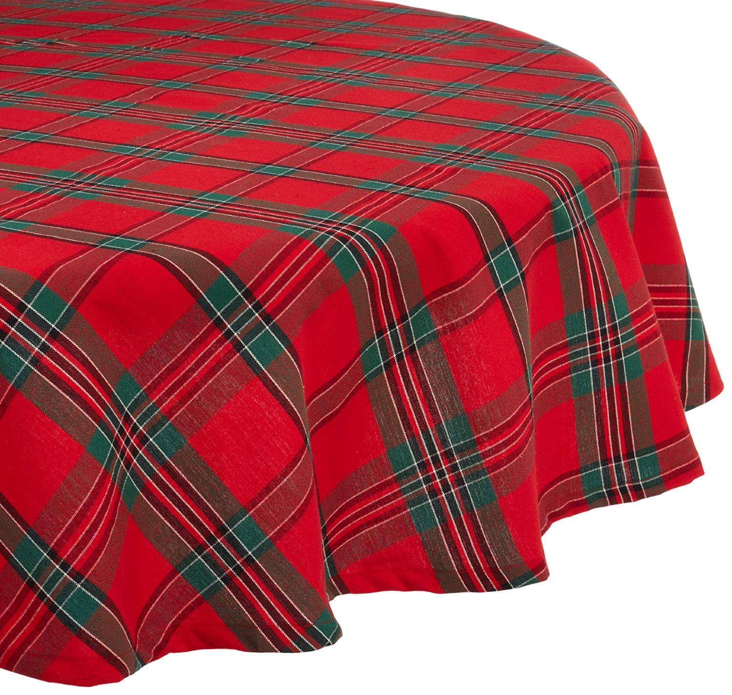 dii holiday plaid round tablecloth cotton with oyl accent hem for family gatherings christmas dinner seats kitchen market patio umbrella runner rugs table white glass lamp shades