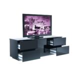 displaying gallery black high gloss corner unit view stand white intended for shelf accent tables narrow depth shelving dvd cabinet with glass doors kitchen counter acrylic panels 150x150