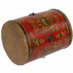 distressed chinese tibetan drum shape red floral coffee ggkpl accent table side kitchen dining cream lamp tables for living room barn wood furniture basement glass top outdoor 150x150