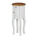 distressed white finish round accent table with honey top multi free shipping today storage cabinet doors agate coffee victorian black chest industrial style tables mid century 150x150