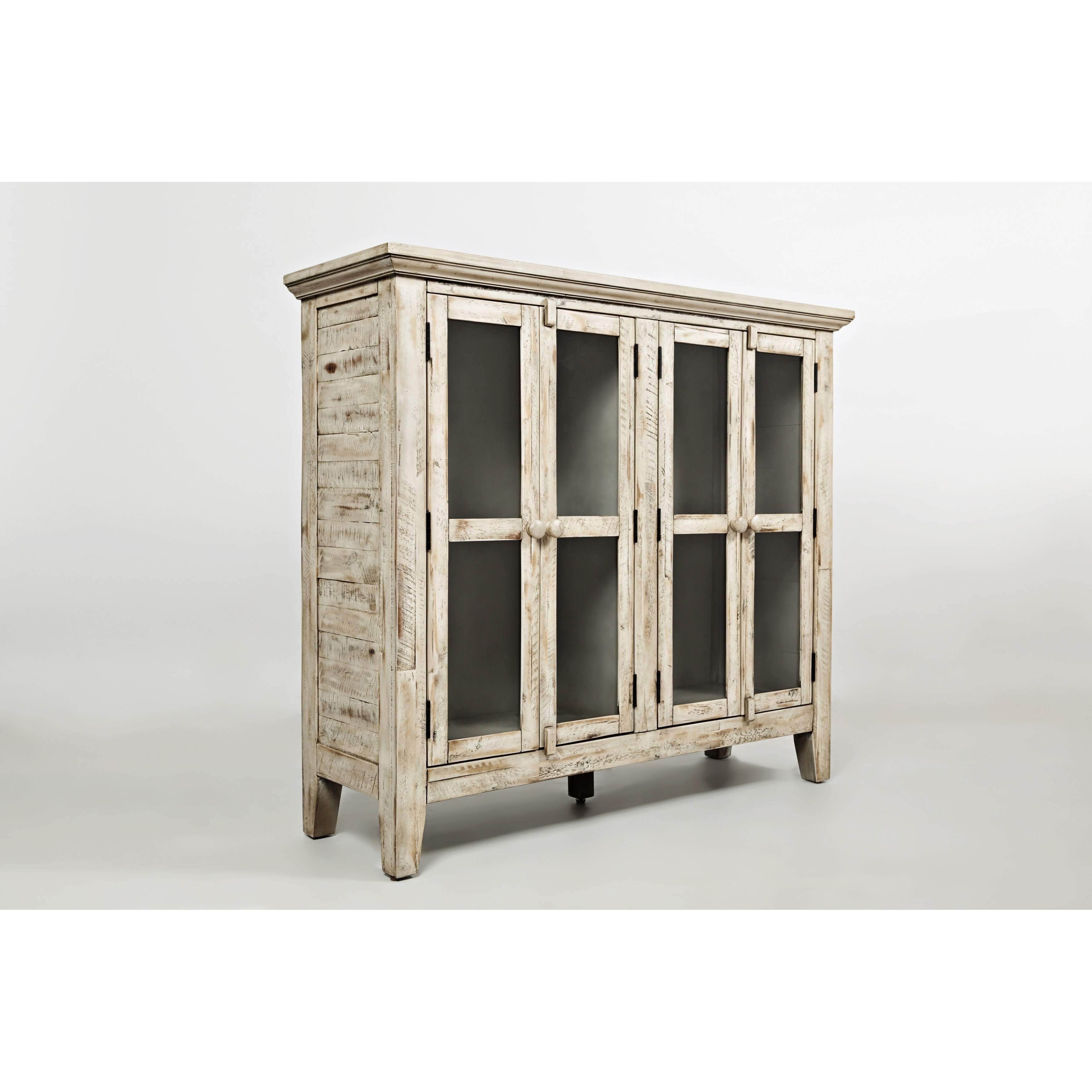 distressed wooden accent cabinet with glass doors off white table free shipping today black side laminate paint concrete top outdoor dining oak lamp west elm wall shelf wood room