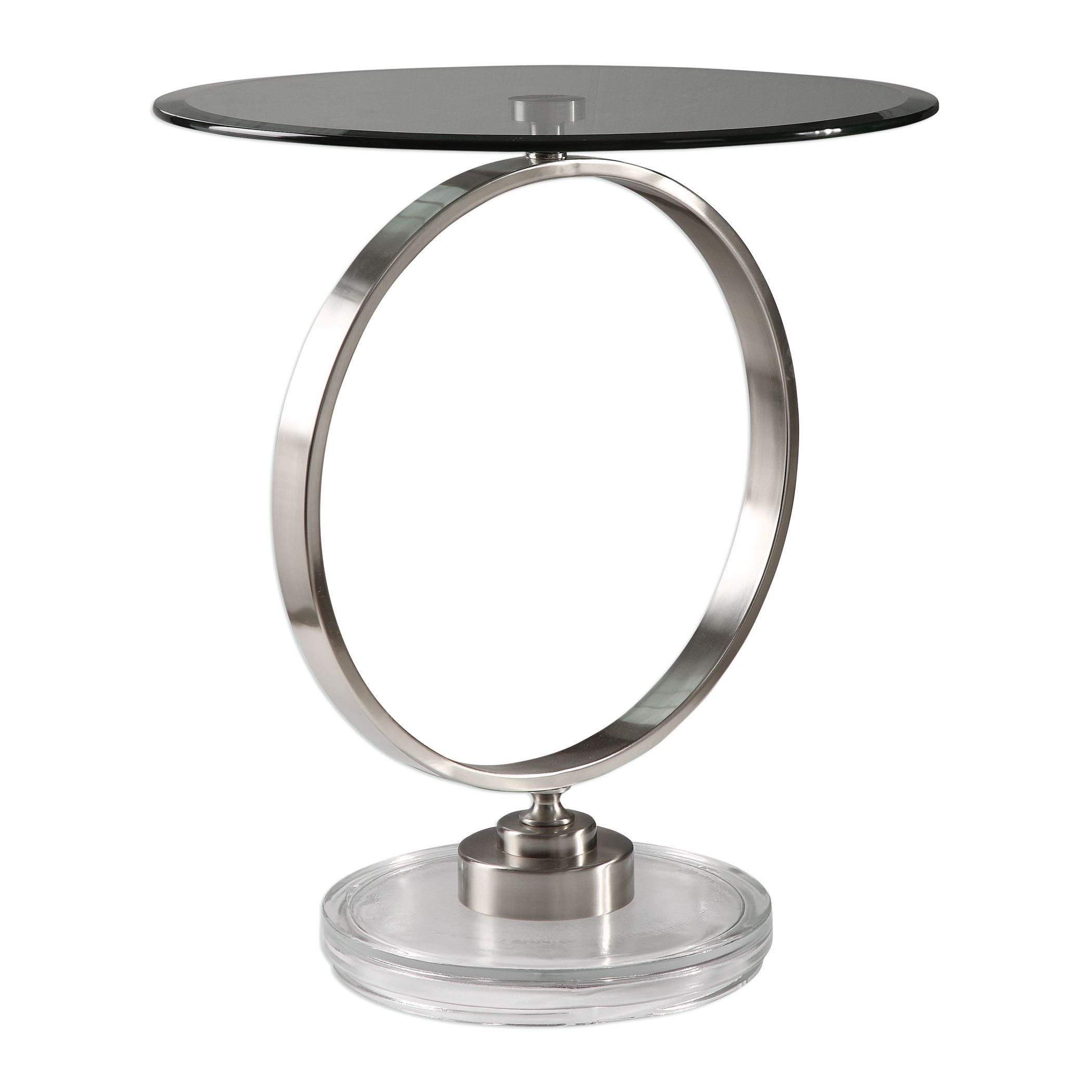dixon contemporary brushed nickel round accent table uttermost spring haven collection very slim console kitchen vanity gold brass side grey and white coffee outdoor cube entry