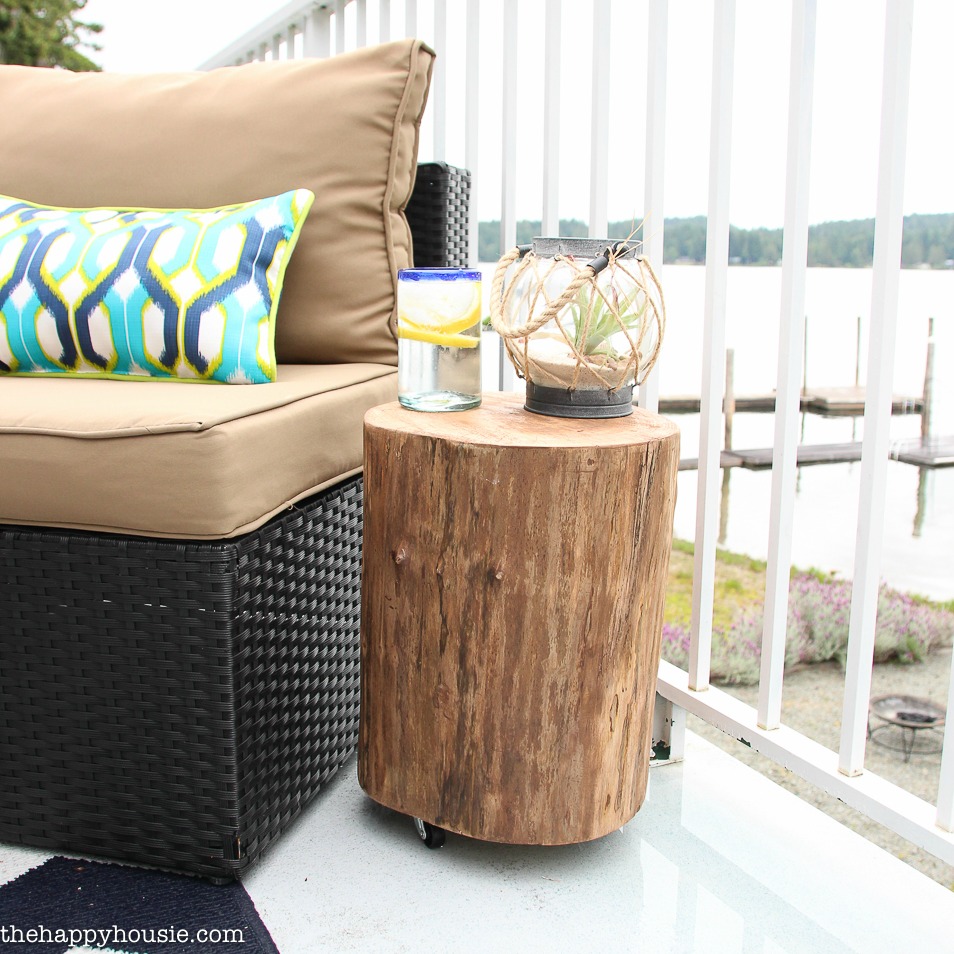 diy outdoor rolling stump side table the happy housie metal bedside small accent white acrylic nest tables used drum throne target red media cabinet marble inch modern wooden