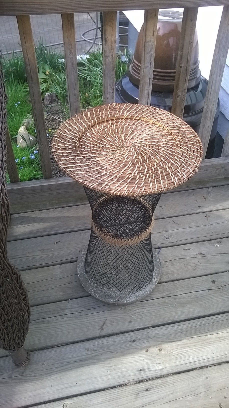 diy outdoor side table base and trunk two dollar wire accent waste baskets tied nautical style end tables extension coffee with umbrella hole small round antique dining mini