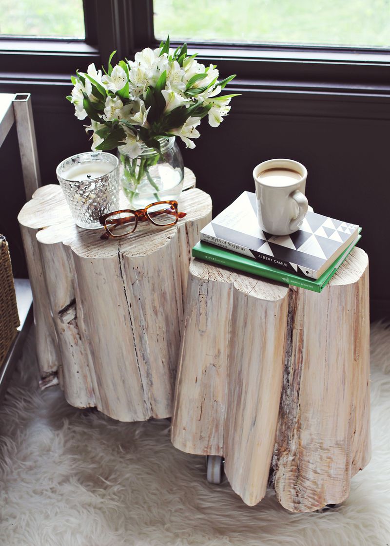 diy tree stump side tables beautiful mess trunk accent table how make cream kitchen and chairs french antique furniture cupcake carrier target patio dining clearance west elm