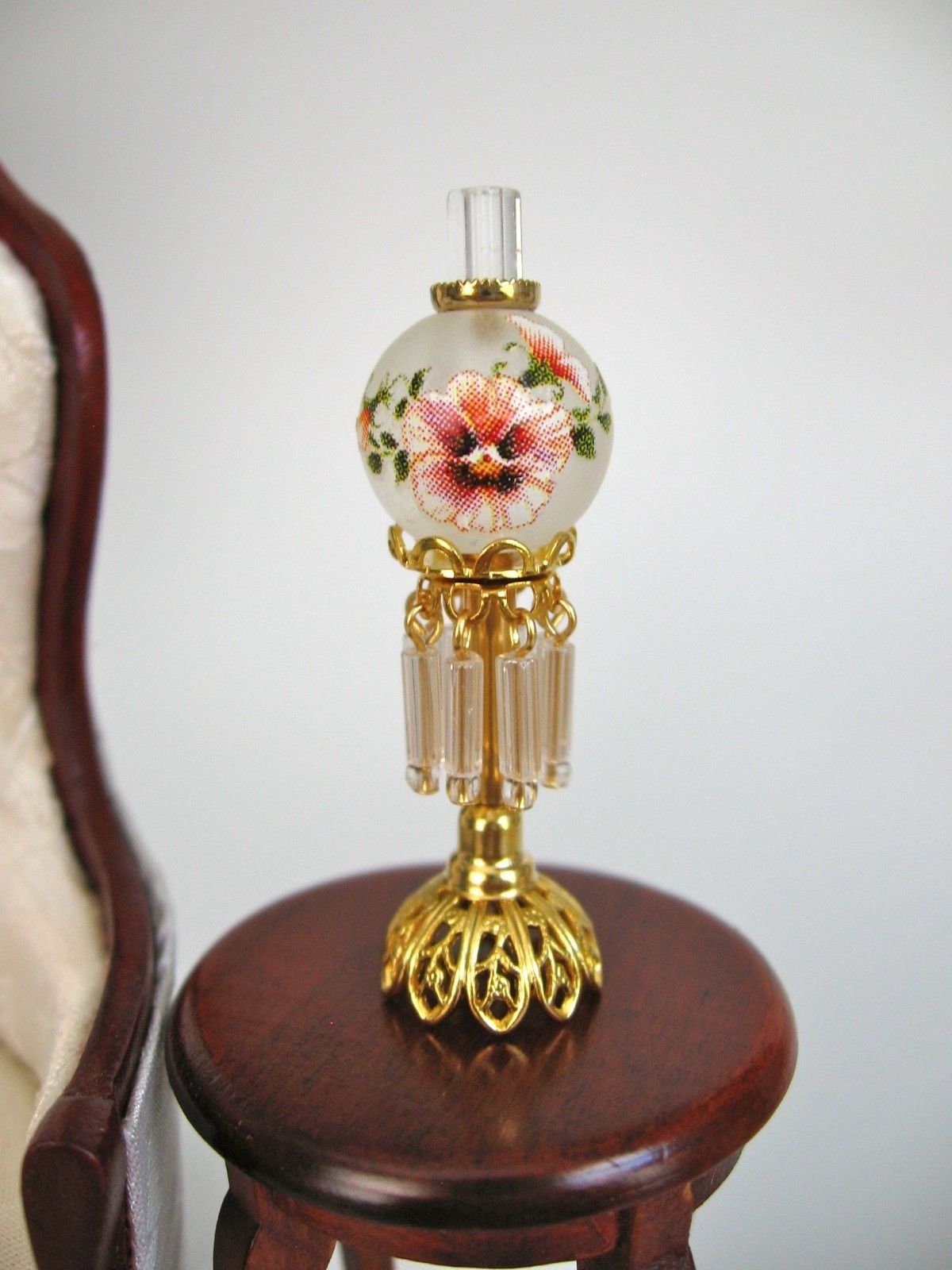dollhouse doll house miniature electric victorian table lamp pansy accent lamps this lovely stands tall made gold plated solid brass the bulb wire with male plug end spiralizer