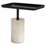 dover accent table with black iron top white marble column base side tables alan decor amish oak end round industrial coffee antique glass cordless lamps pottery barn foldable 150x150