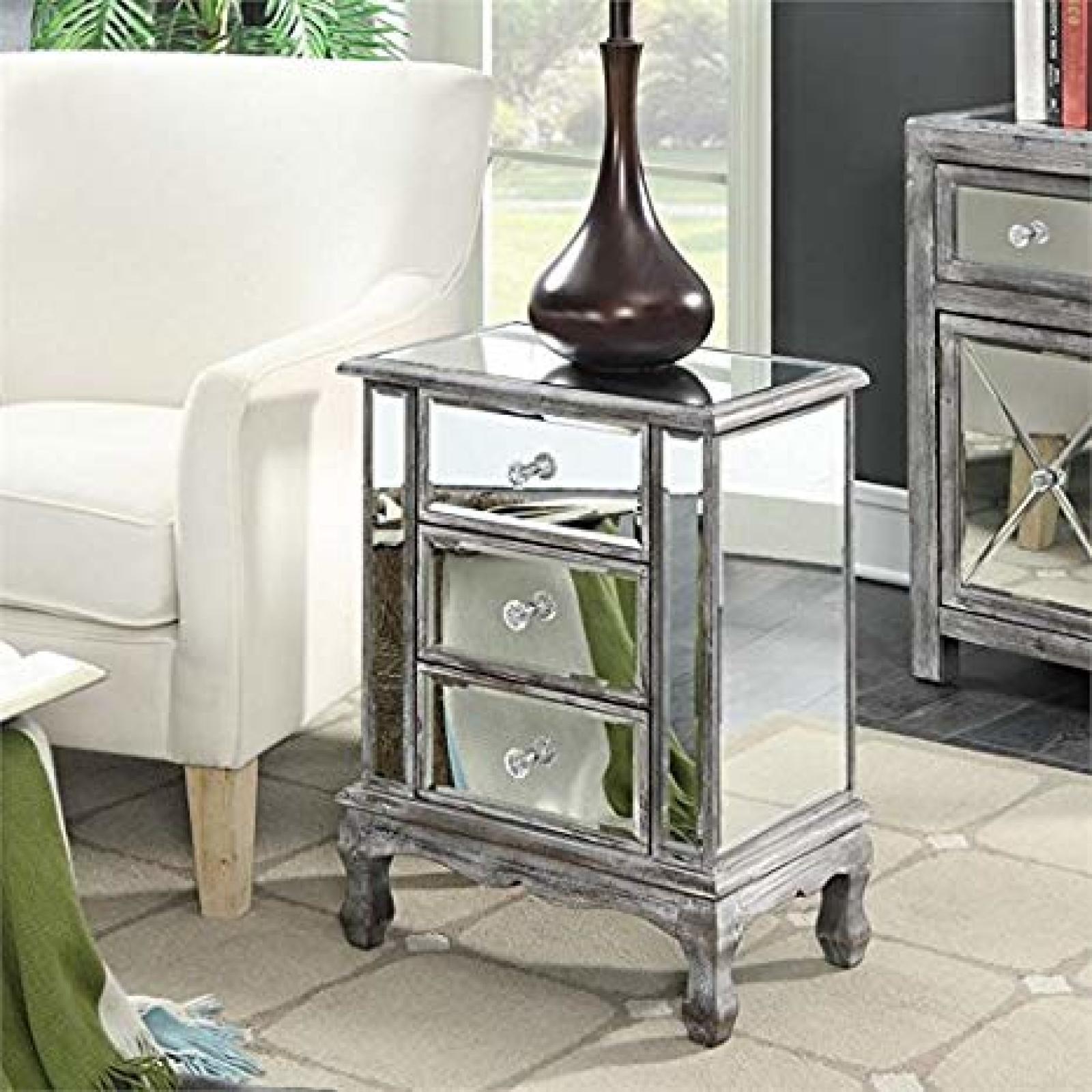 drawer mirrored accent table nightstand chest dresser storage mirror decor gre two tier round side big lots daybed floor threshold transitions nesting tables pottery barn legs