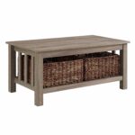 driftwood coffee table with storage baskets pier imports accent brown marble round oak dining stone top sets brass ship lights low corner compact office desk cast aluminum west 150x150