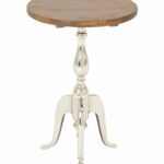 durable metal wood round accent table products threshold mango decmode brown silver mix and polished aluminum makes the twist tiffany glass lamps very small wide end antique hall 150x150