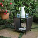 easton outdoor brown wicker accent table garden yszel contemporary patio furniture building legs tall lamp base wall mounted slender console dining set average side height inch 150x150