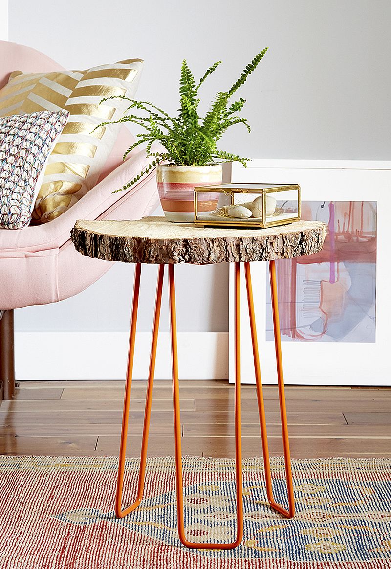 easy and budget friendly diy side table ideas try out hairpin leg with tree trunk top accent view gallery teak wood dining round umbrella hole home decor ornaments blue chair ott
