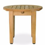 eco friendly furnishings natural teak wooden outdoor side table patio round with tapered legs garden floor accent lamp beverage tub stand target metal drop leaf chair storage 150x150