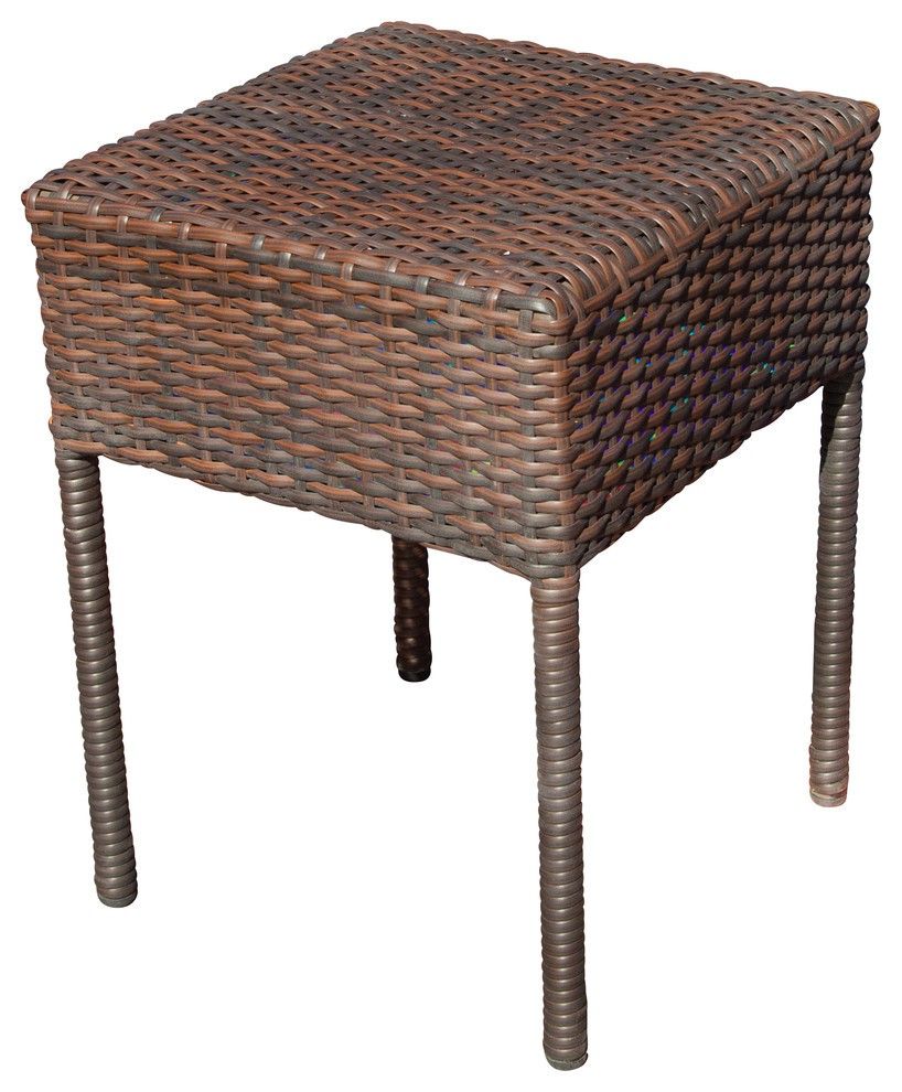 edgar outdoor wicker side table brown patio furniture slim console with drawers dining and chairs stained glass standing lamp luxury living room umbrella base included walnut nest