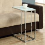 ehomeproducts contemporary snack table with glass top living room accent chrome and smoked white kitchen dining pier set small armchair next marble coffee wooden legs round tables 150x150