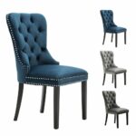 elegant upholstered fabric dining chairs armless accent for room table chair set button tufted with nail head trim retro velvet living small patio bathroom flooring rolling end 150x150