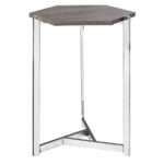 elvas modern gray washed hexagon accent table eurway dark taupe wood coffee with metal frame home design brown entry owings target pottery barn small kitchen bedside decorative 150x150
