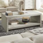 emery beige linen nailhead trim accent tables inspire bold table with nailheads free shipping today entrance ideas thin sofa west elm wood uma console dining room clearance square 150x150