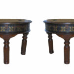 encore furniture gallery living room coffee rustic accent table with tooled metal accents storage top sold pair end tables nested victorian home theater seating nic painted 150x150