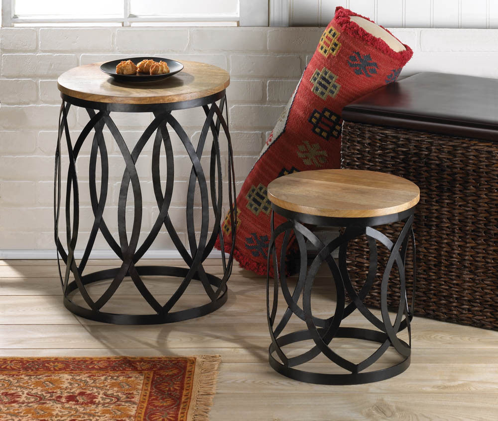 end table set coffee furniture accent round wood metal oak patio with umbrella hole tablecloth center and side tables distressed mirror square dining chairs for small spaces cube