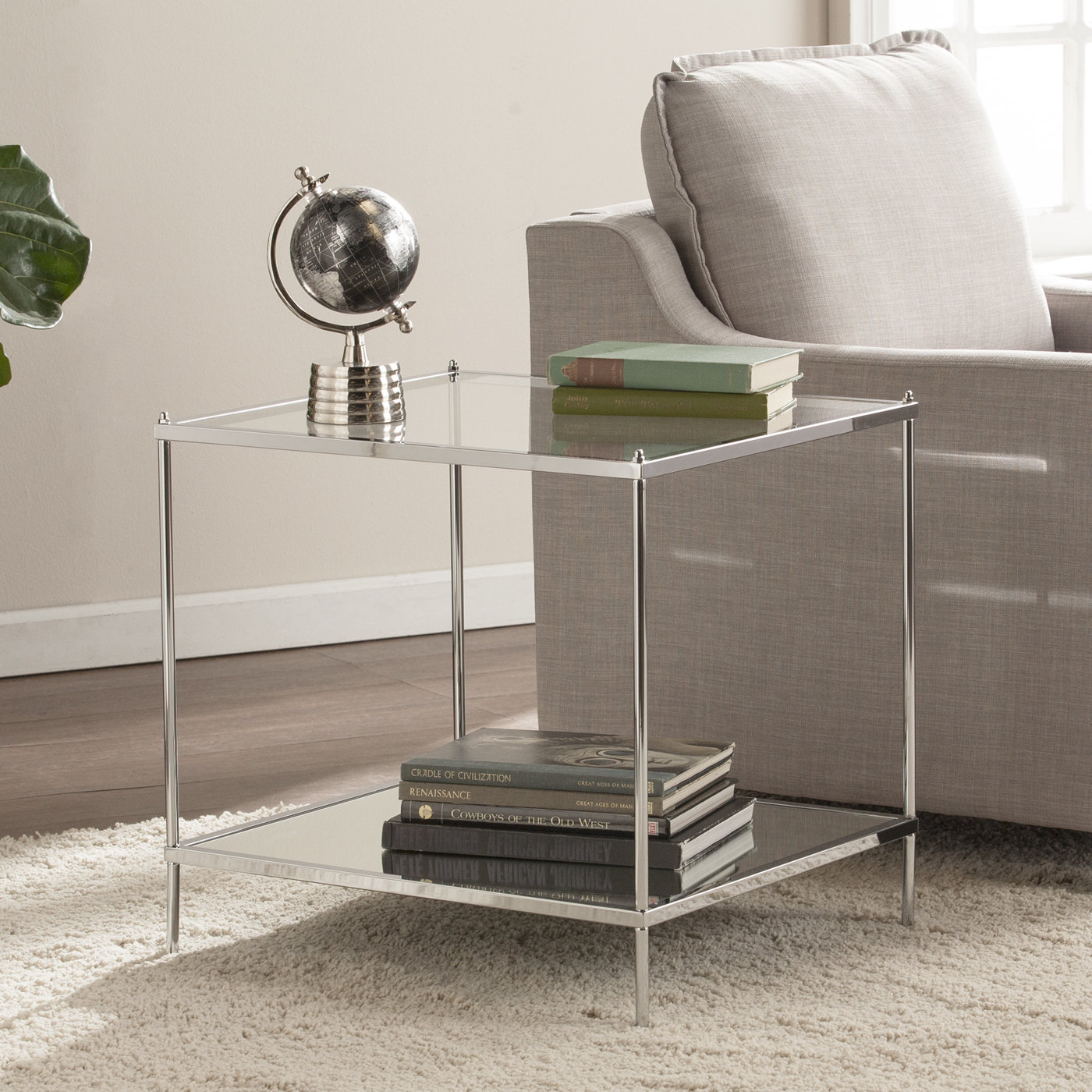 end table with bottom shelf busey glam mirrored accent usb port best furniture rustic cocktail grey marble dining and chairs leg nightstand wood metal mission style coffee plans