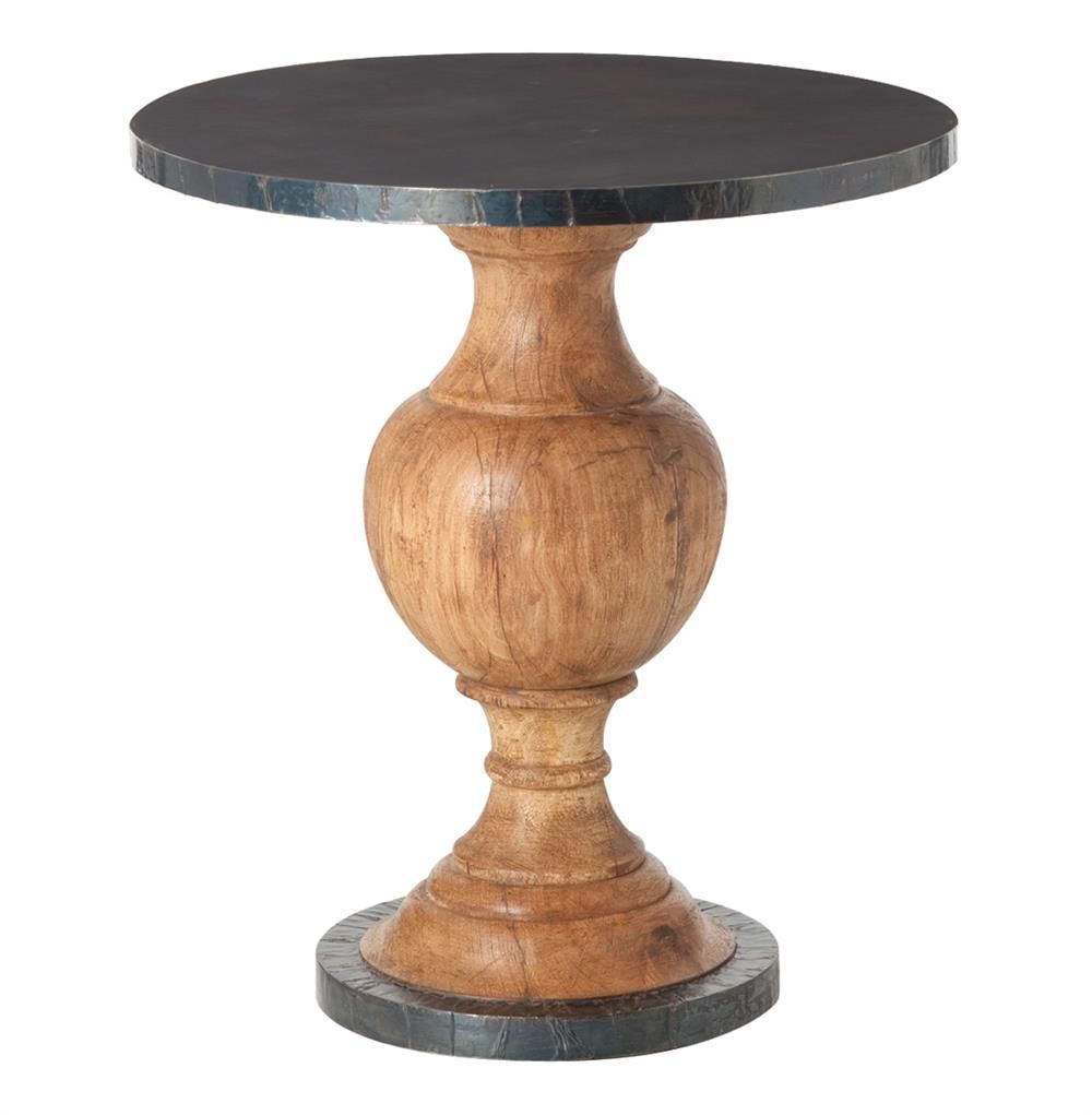 everett wood oxidized iron modern round pedestal end table accent kathy kuo home extra large coffee leaf collapsible side small oak hampton bay spring haven umbrella stand base
