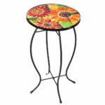 evergreen garden outdoor safe sunflowers faux mosaic accent table glass and metal side inch wide two door cabinet headboards tall narrow coffee west elm morten lamp pottery barn 150x150