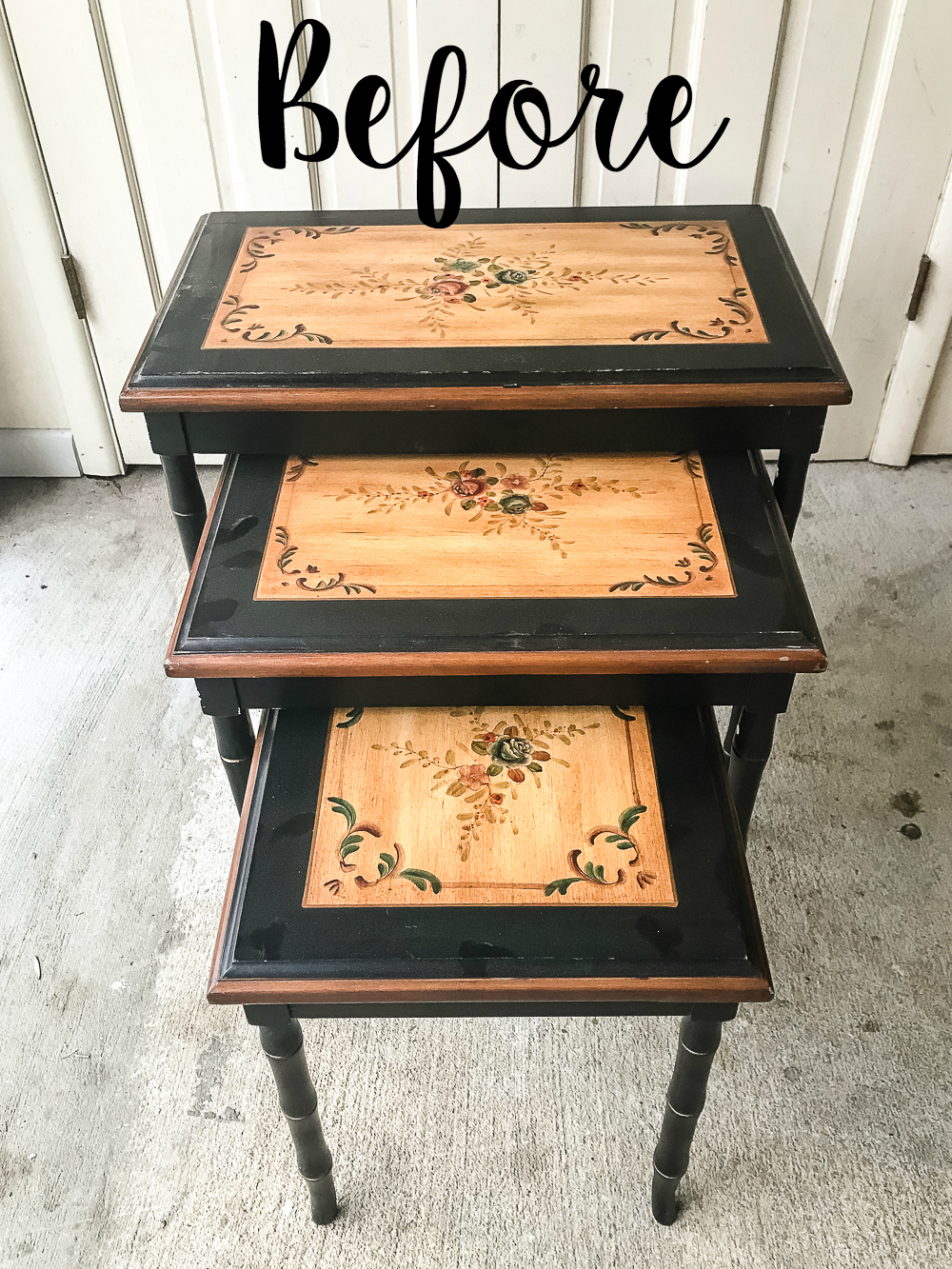 faux bone inlay nesting tables makeover bless house before accent table blesserhouse how stencil furniture dining room wall decor ideas wicker basket end glass top west elm