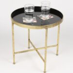features crafted metallic leaf and painted metal for lasting accent table durability with glossy finish decorative end color tray surface narrow tables living room conversation 150x150