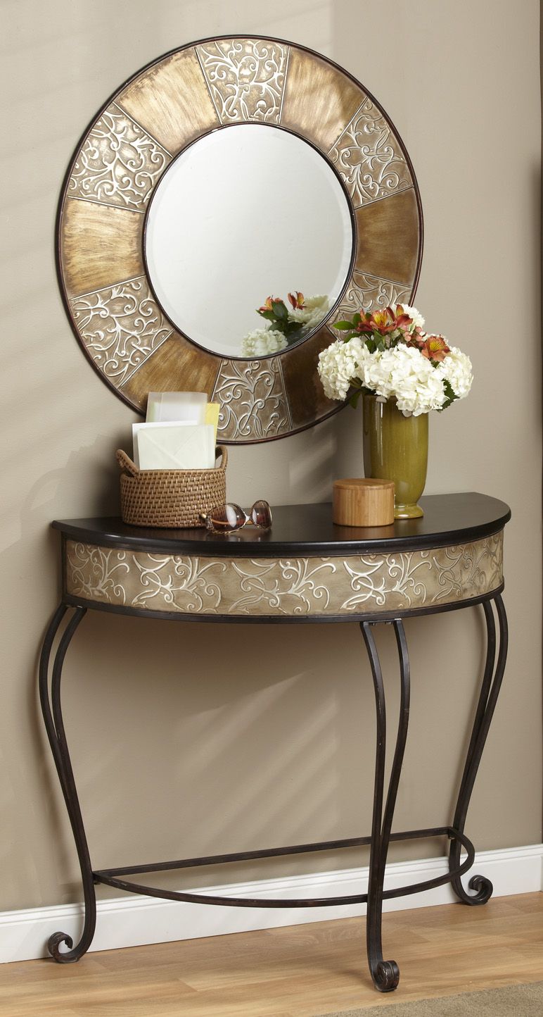 fingerhut river goods round metal mirror accent table set iron tap zoom pottery barn bar wood and side carpet door trim timber trestle legs owings console shelf espresso lounge