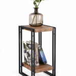 fivegiven accent side table for small spaces end nolan pedestal living room bedroom rustic industrial metal brown kitchen dining solid oak furniture half round foyer bathroom 150x150