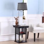 floor lamp side table with patterned shade and usb ports accent plastic garden furniture affordable bedside tables white phone cement butler centrepiece small nightstand lamps 150x150